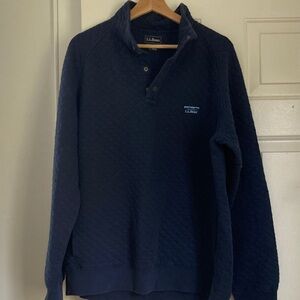 L.L. Bean Men’s Navy Quilted Snap-Up Mock Neck Sweater
